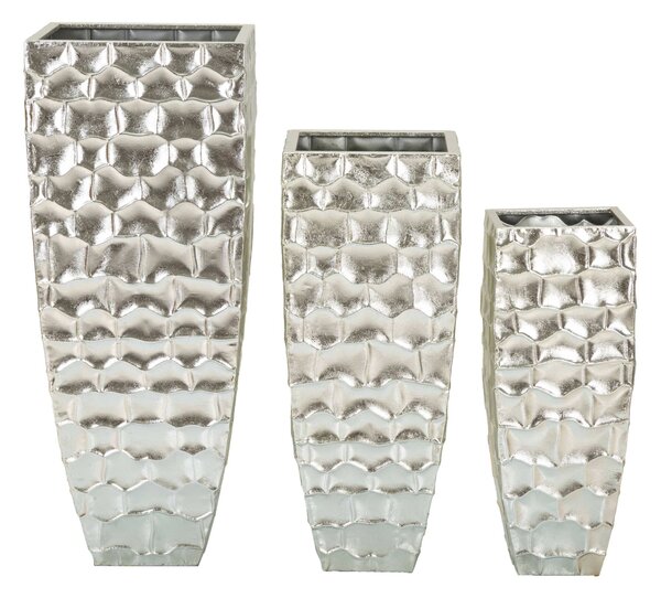 Vasi Set di 3 vasi argentati Ideali per piante 3 diametri Dimensioni � � 38,1X90,8-30,5X75,6-24,8X62,2 cm Ideali per piante cm in metallo Argento
