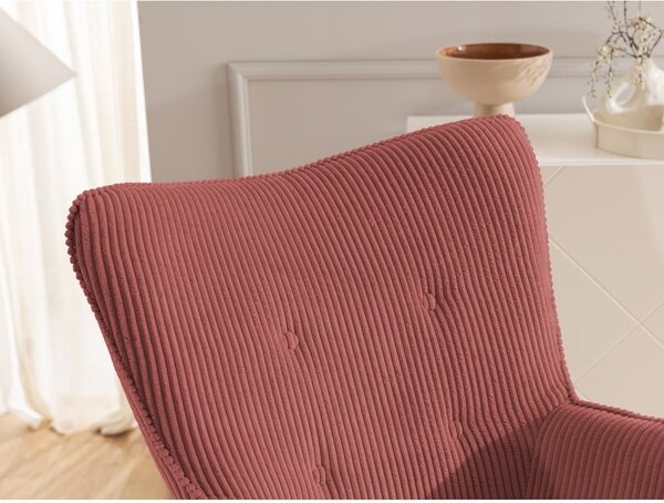 Poltrona rossa con rivestimento in velluto a coste Niko – Ropez