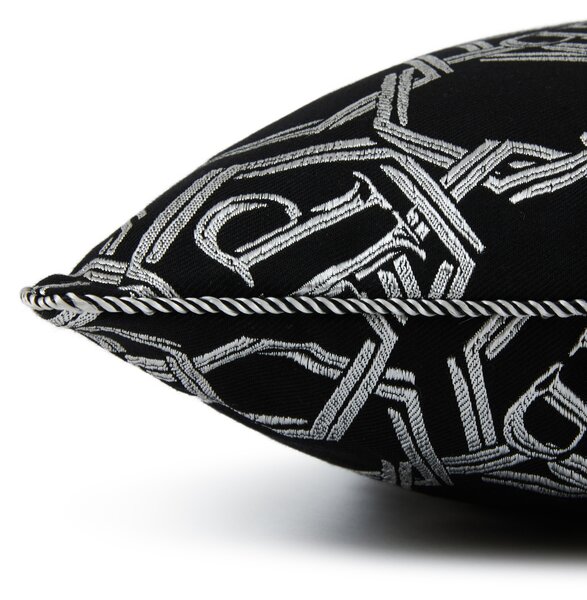 Cuscino D'arredo In Raso Jacquard Chains 40x40 Premoli Di Bella Tinta Unita Silver Caleffi