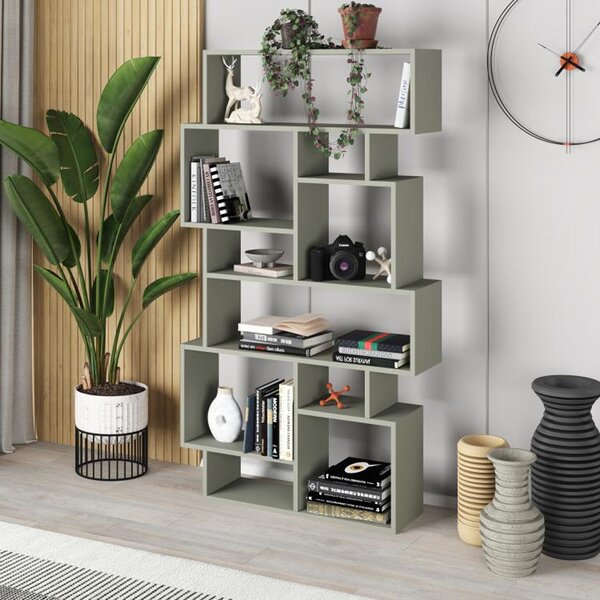 Libreria Design Moderna 168x96x25 cm Scaffale 8 Ripiani in MDF Verde