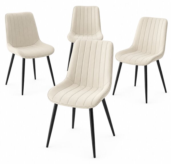 Set 4 Sedie da Pranzo Seduta Ergonomica 43x52x85 cm Struttura in Acciaio in Velluto Crema