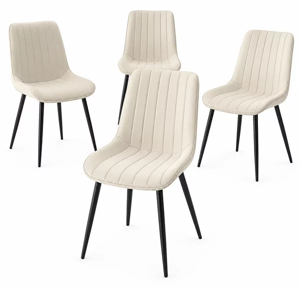 Set 4 Sedie da Pranzo Seduta Ergonomica 43x52x85 cm Struttura in Acciaio in Velluto Crema