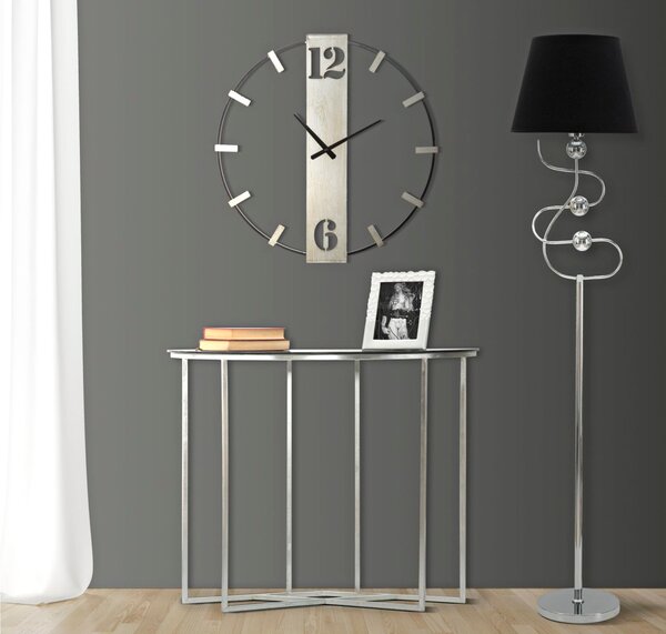 Orologio da parete in metallo e legno SILVERY Dimensioni 61x4,5x63 cm linee industrial e d'avanguardia