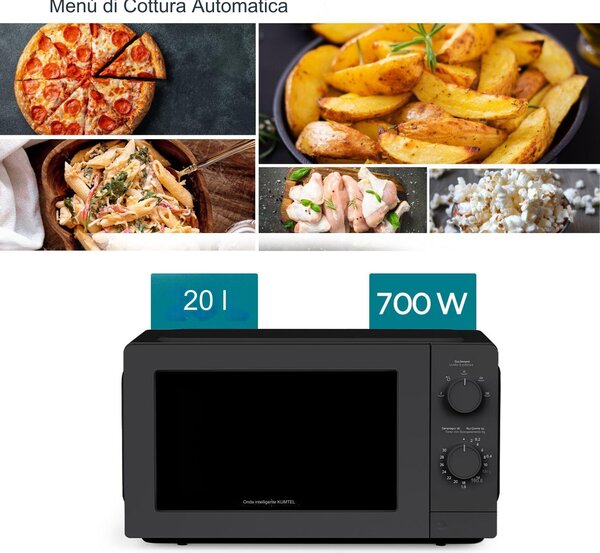 Forno a Microonde 20 Litri 6 Livelli Potenza 700 W Funzione Scongelamento Nero