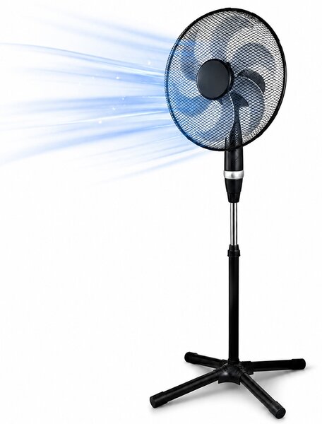 Ventilatore a Piantana 75W con 6 Pale Ø40 cm e Griglia 45 cm 3 Velocità Nero