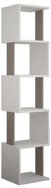 Libreria Moderna 161x35x30 cm Scaffale Modulare 5 Ripiani in MDF Bianco e Tortora