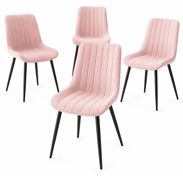 Set 4 Sedie da Pranzo Seduta Ergonomica 43x52x85 cm Struttura in Acciaio in Velluto Rosa