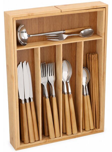 Portaposate Estensibile 46x33,5x6 cm Organizer da Cucina in Bambù