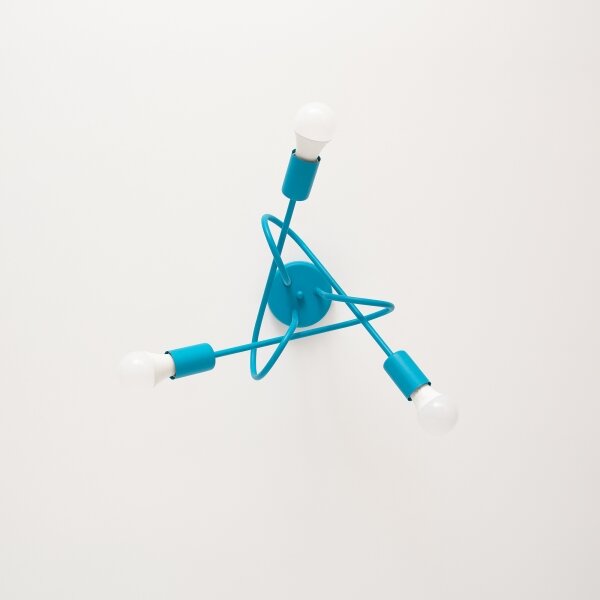 Lampadario a incasso per bambini con LED OXFORD 3xE27/15W/230V Blu