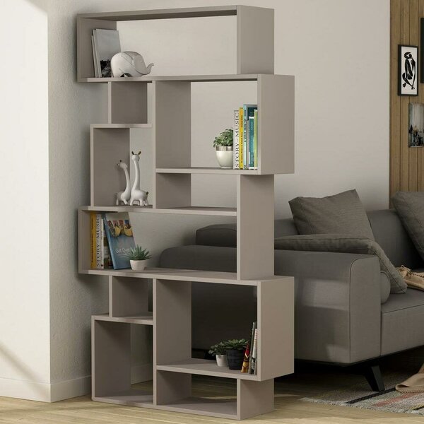 Libreria Moderna 168x96x25 cm Scaffale 8 Ripiani in MDF Tortora