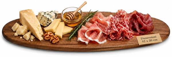 Vassoio Tagliere da Portata Ovale per Aperitivi 52x20 cm in Legno