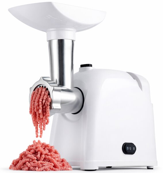 Tritacarne Elettrico Potenza 1000W con Lame in Acciaio Inox e Accessori Bianco