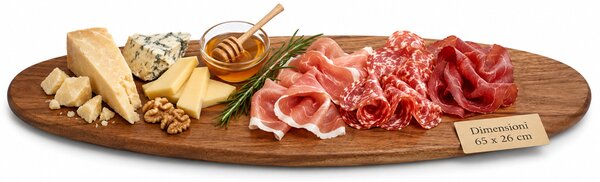 Vassoio Tagliere da Portata Ovale per Aperitivi 65x26 cm in Legno