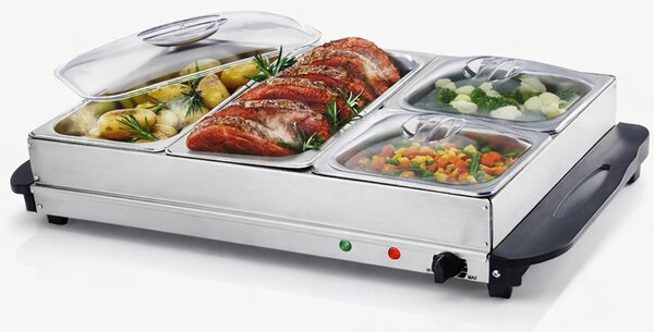 Scaldavivande Elettrico 64x36,5x14 cm Potenza 300W con 4 Cestelli in Acciaio Inox