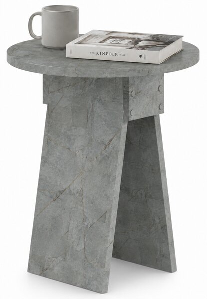Tavolino Rotondo da Soggiorno 42x23,5x50 cm Tavolo Design Minimal Cemento