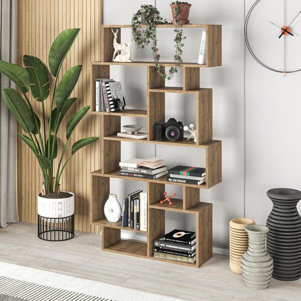 Libreria Moderna 168x96x25 cm Scaffale 8 Ripiani in MDF Rovere