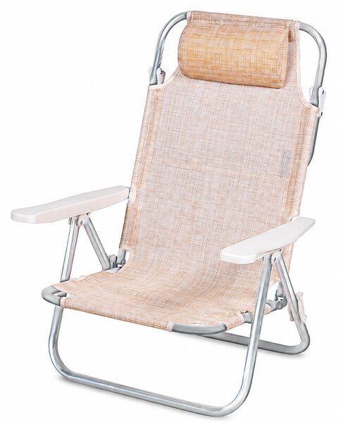 Spiaggina Sedia Prendisole 60x101x78 cm Pieghevole e Reclinabile Beige Melange