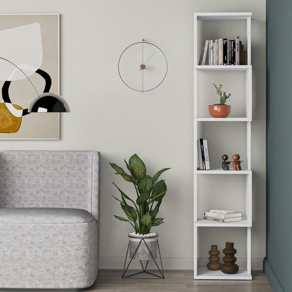 Libreria 161x35x30 cm Design Moderno Scaffale Modulare 5 Ripiani in MDF Bianco