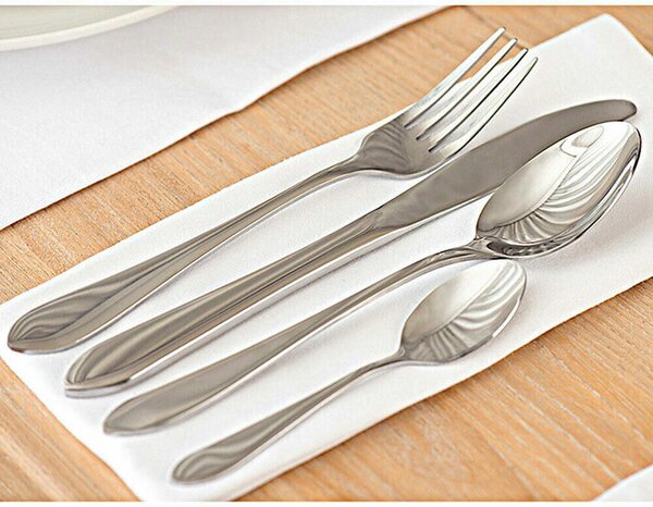 Set Servizio 16 Posate 4 Persone con Forchette Cucchiai Coltelli in Acciaio Inox