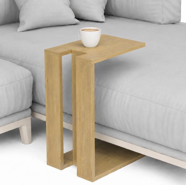 Tavolino da Caffè 57x40x30 cm Porta PC Laterale Divano in Legno MDF Quercia