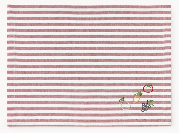 Tovagliette a righe con motivi ricamati Melony 2 pz
