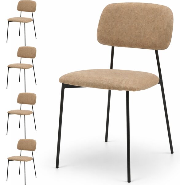 Set 4 Sedie Parigi con Struttura in Metallo e Seduta Ergonomica in Tessuto Tortora