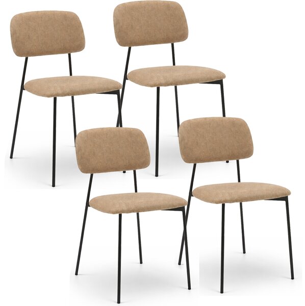 Set 4 Sedie Parigi con Struttura in Metallo e Seduta Ergonomica in Tessuto Tortora