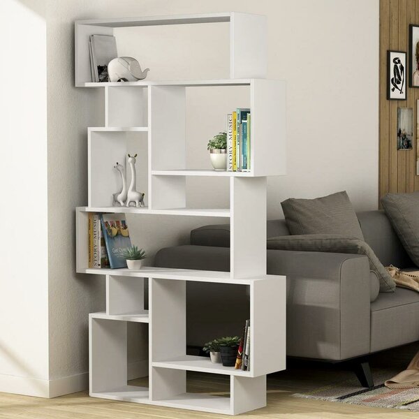 Libreria Moderna 168x96x25 cm Scaffale 8 Ripiani in MDF Bianco