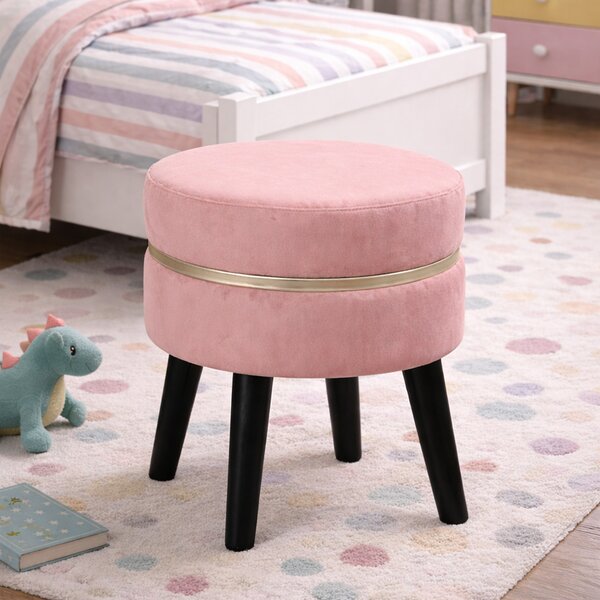 Pouf Sgabello Ø35x40,5 cm Design Moderno Poggiapiedi con Rivestimento in Velluto Rosa
