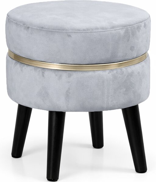 Pouf Sgabello Ø35x40,5 cm Design Moderno Poggiapiedi con Rivestimento in Velluto Cielo