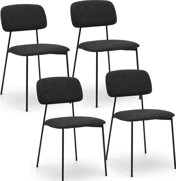 Set 4 Sedie Parigi con Struttura in Metallo e Seduta Ergonomica in Tessuto Nero
