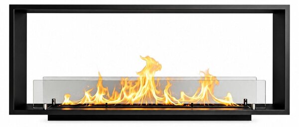 Venere 120 - Camino a Bioetanolo da Incasso Bifacciale 120x50x30 cm con Bruciatore 3lt in Acciaio