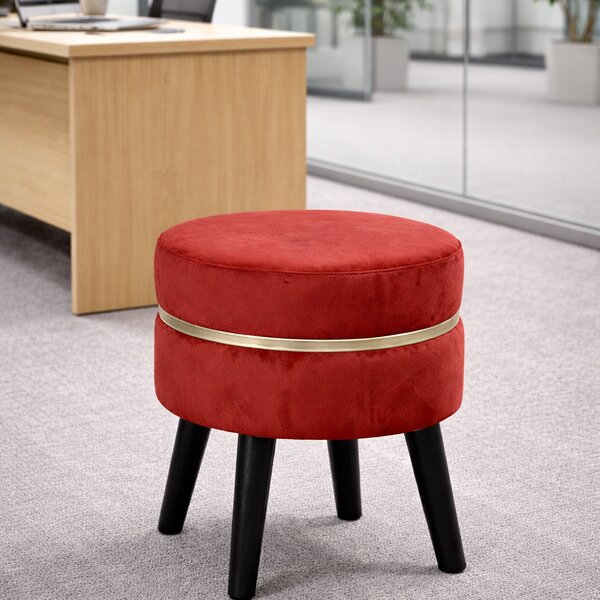 Pouf Sgabello Ø35x40,5 cm Design Moderno Poggiapiedi con Rivestimento in Velluto Bordeaux