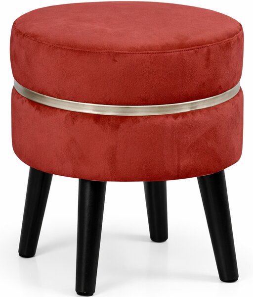 Pouf Sgabello Ø35x40,5 cm Design Moderno Poggiapiedi con Rivestimento in Velluto Bordeaux