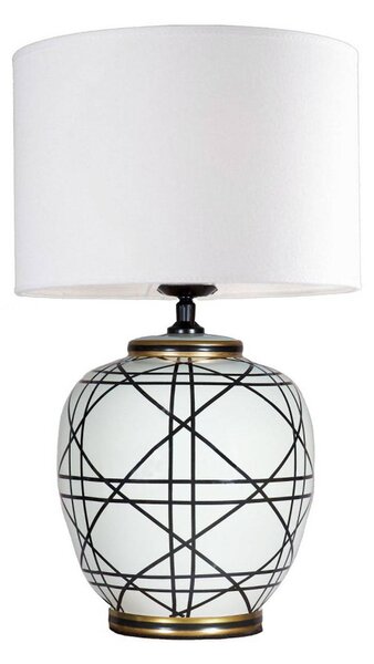 PR Home Lampada da tavolo New York, Bianco / Opale, Soggiorno / Sala da pranzo, Tessuto / Stoffa / Seta, Lampada da tavolo