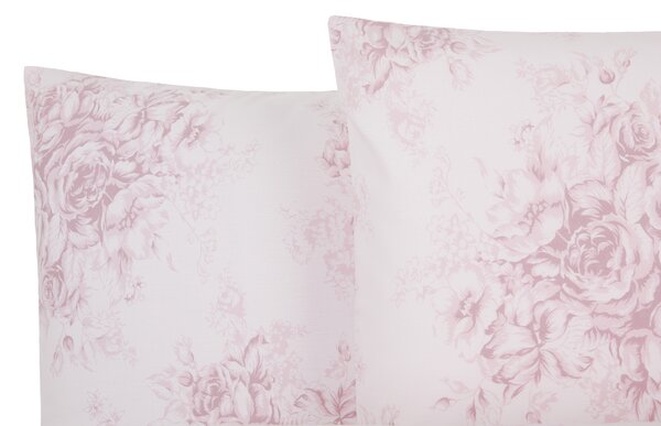 Completo Lenzuola In Percalle Dafne Matrimoniale - 250X290 175X205 + 2 Federe 50X80 Bellora Floreale Rosa Caleffi