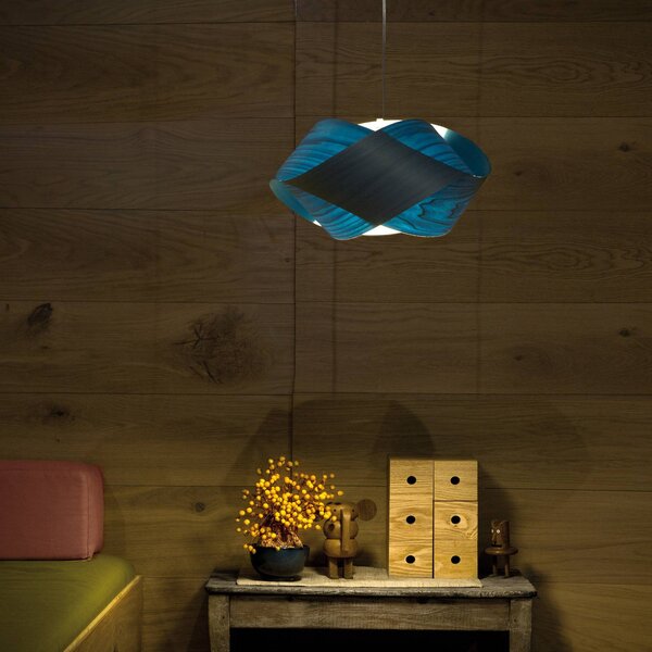 LZF LAMPS Lampada a sospensione Nut, dimmerabile, Blu, Soggiorno / Sala da pranzo, Legno, Design, Lampada a sospensione