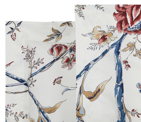 Completo Lenzuola In Percalle Tree Of Life Matrimoniale - 250X290 175X205 + 2 Federe 50X80 Mirabello Floreale Azzurro Caleffi