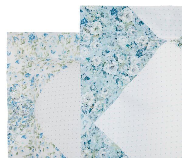 Completo Lenzuola In Percalle Patch-fleuri' Matrimoniale - 250X290 175X205 + 2 Federe 50X80 Emporium Floreale Nube Caleffi
