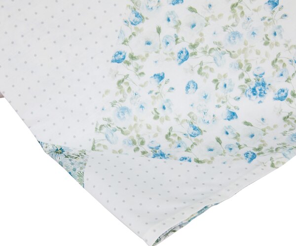 Completo Lenzuola In Percalle Patch-fleuri' Matrimoniale - 250X290 175X205 + 2 Federe 50X80 Emporium Floreale Nube Caleffi