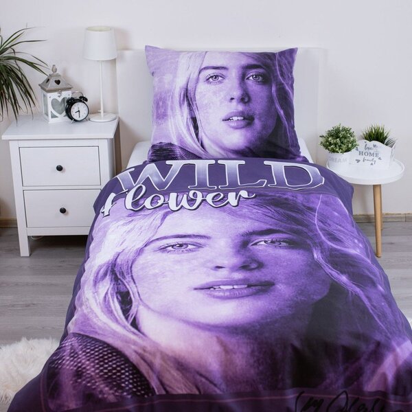 Set copripiumino e federa da bambini viola in cotone per letto singolo 200x140 cm Billie Eilish – Jerry Fabrics