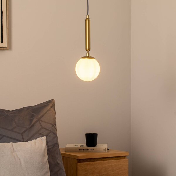 Lampada a sospensione in vetro King Opviq, dimmerabile, Ottone / Oro, Soggiorno / Sala da pranzo, Vetro, Lampada a sospensione