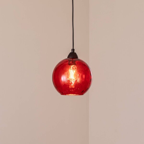 Lampada a sospensione in vetro Benek Opviq, dimmerabile, Rosso, Soggiorno / Sala da pranzo, Vetro, Giovanile, Lampada a sospensione