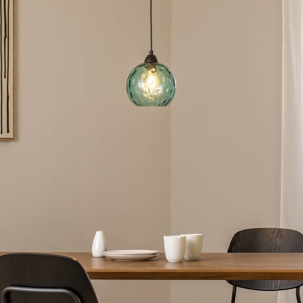 Lampada a sospensione in vetro Benek Opviq, dimmerabile, Blu, Soggiorno / Sala da pranzo, Vetro, Giovanile, Lampada a sospensione