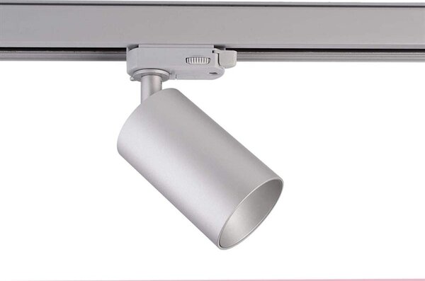 Faretto a binario trifase CAN, 220-240V AC/50-60Hz, GU10 LED max. 7,5W, orientabile e girevole, argento