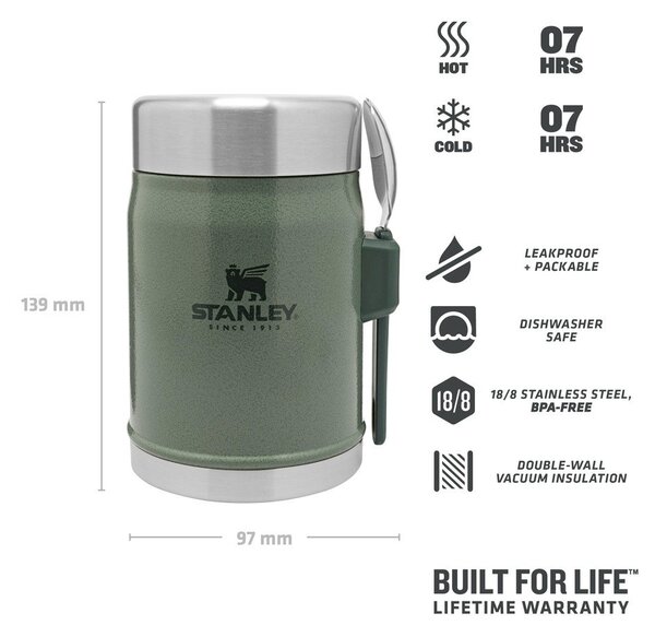 Borraccia termica verde in acciaio inox 400 ml Legendary Classic Hammer Tone Green – Stanley