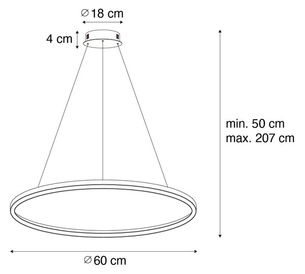 Lampada a sospensione dorata 60 cm con LED dimmerabile a 3 livelli - Girello