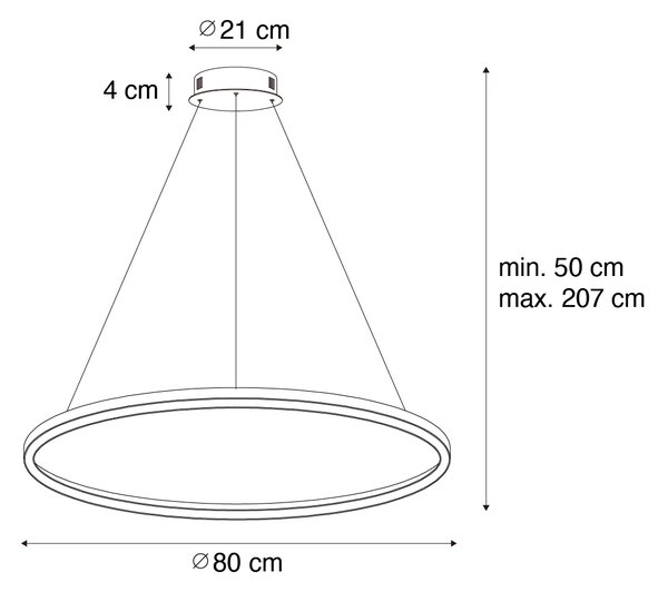 Lampada a sospensione dorata 80cm con LED dimmerabile a 3 livelli - Girello