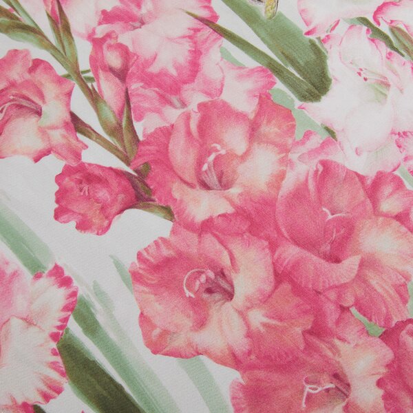 Completo Lenzuola In Percalle Gladioli Matrimoniale - 250X290 175X205 + 2 Federe 50X80 Mirabello Floreale Rosa Caleffi