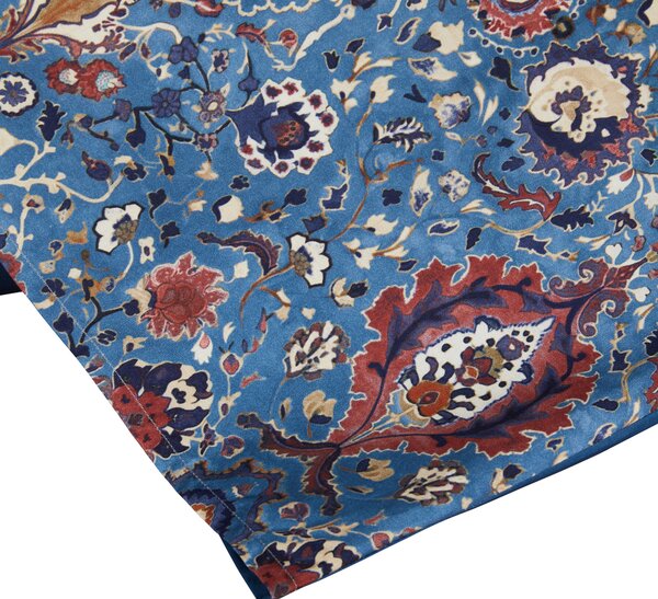 Completo Lenzuola In Percalle Decor Paisley Matrimoniale - 250X290 175X205 + 2 Federe 50X80 Mirabello Winter Cottage Blu Caleffi